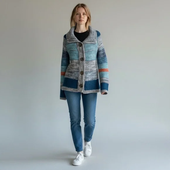 Mossimo Multi-Color Wool Blend Button Front Cardigan Women’s M - Picture 1 of 9